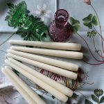 Sacred Ceylon Gold Smoke Taper / Dinner Candle – 10″ Unscented White 10" (H) x .75" (W - base) set of 6 -(Pack of 6 Candles) (ඉටිපන්දම් 6 ක ඇසුරුමක්) - Image 6