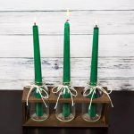 Sacred Ceylon Gold Smoke Taper / Dinner Candle – 12″ Unscented Green 12" (H) x .75" (W - base) Set of 6 - තොග මිල ලබා ගත හැක - Image 2
