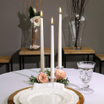 Sacred Ceylon Gold Smoke Taper / Dinner Candle – 12″ Unscented White 12" (H) x .75" (W - base) Set of 6 - Image 2