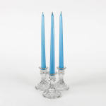 Sacred Ceylon Gold Smoke Taper / Dinner Candle – 10″ Unscented Light Blue 10" (H) x .75" (W - base) Set of 6 - තොග මිල ලබා ගත හැක