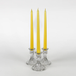 Sacred Ceylon Gold Smoke Taper / Dinner Candle – 10″ Unscented Yellow 10" (H) x .75" (W - base) Set of 6 - තොග මිල ලබා ගත හැක