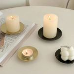 1 Elegant Round Candle Holder Black - Versatile Aromatherapy Plate for Romantic Table Decor L Size - Image 3