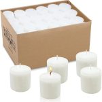 Gold Smoke Unscented White Votive Candles Bulk  - 1.5"x2" (Pack of 12 Candles) (ඉටිපන්දම් 12 ක ඇසුරුමක්) Wholesale