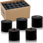 Votive Candles scented 1.5" W- 2" H BLACK 5-6 Hour Burn Time candle Set of 12 (only candle) Cinnamon
