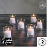 Gold Smoke - Votive Candles Unscented 2" W- 1.5" H  with Glass Holder Set of 12 - Brown (glass and candle) (සුවඳ නැති ඉටිපන්දම් 2" W- 1.5" H වීදුරු රඳවන කට්ටලයක් සහිත 12 -  දුඹුරු වර්ණය (වීදුරු සහ ඉටිපන්දම)) - Image 4