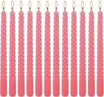 Spiral Taper Candle 12" PINK Unscented Dripless Candlesticks (Pack of 12 Candles) (ඉටිපන්දම් 12 ක ඇසුරුමක්)