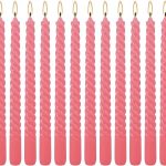 Spiral Taper Candle 12" PINK Unscented Dripless Candlesticks (Pack of 12 Candles) (ඉටිපන්දම් 12 ක ඇසුරුමක්)