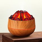 Charcoal Fire Humidifier 2.2W 200ml Tank 30-50ml/h Spray Output - Light Brown