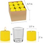 Gold Smoke Unscented YELLOW Votive Candles Bulk  - 1.5"x2" (Pack of 12 Candles) (ඉටිපන්දම් 12 ක ඇසුරුමක්) Wholesale - Image 2