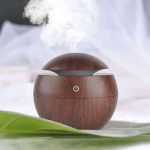 Smart Touch Plastic Wooden Ultrasonic Aroma Humidifier Dark Brown