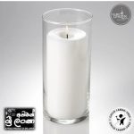 Gold Smoke Glass Candle Holder (Apoxy Base) 6.5" with 2"x5.5" Candles - Budget Pack - White