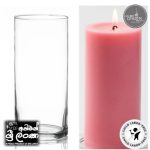 Gold Smoke Glass Candle Holder (Apoxy Base) 6.5" with 2"x5.5" Candles - Budget Pack - Pink