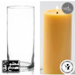 Gold Smoke Glass Candle Holder (Apoxy Base) 6.5" with 2"x5.5" Candles - Budget Pack - Yellow