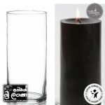 Gold Smoke Glass Candle Holder (Apoxy Base) 6.5" with 2"x5.5" Candles - Budget Pack - Black