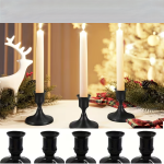 Elegant Black Candle Holders | Cylindrical Table Centerpieces, Durable Plastic Candlesticks for Weddings, Parties, Banquets, Halloween, Christmas Decorations - Indoor/Outdoor Table Decor, Modern Aesthetic Style, Sturdy Stand